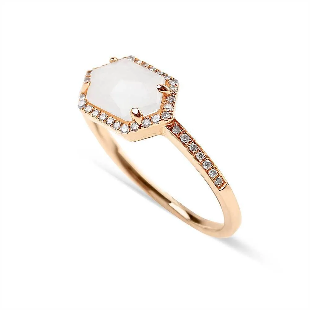 MOONSTONE AND DIAMOND COCKTAIL RING