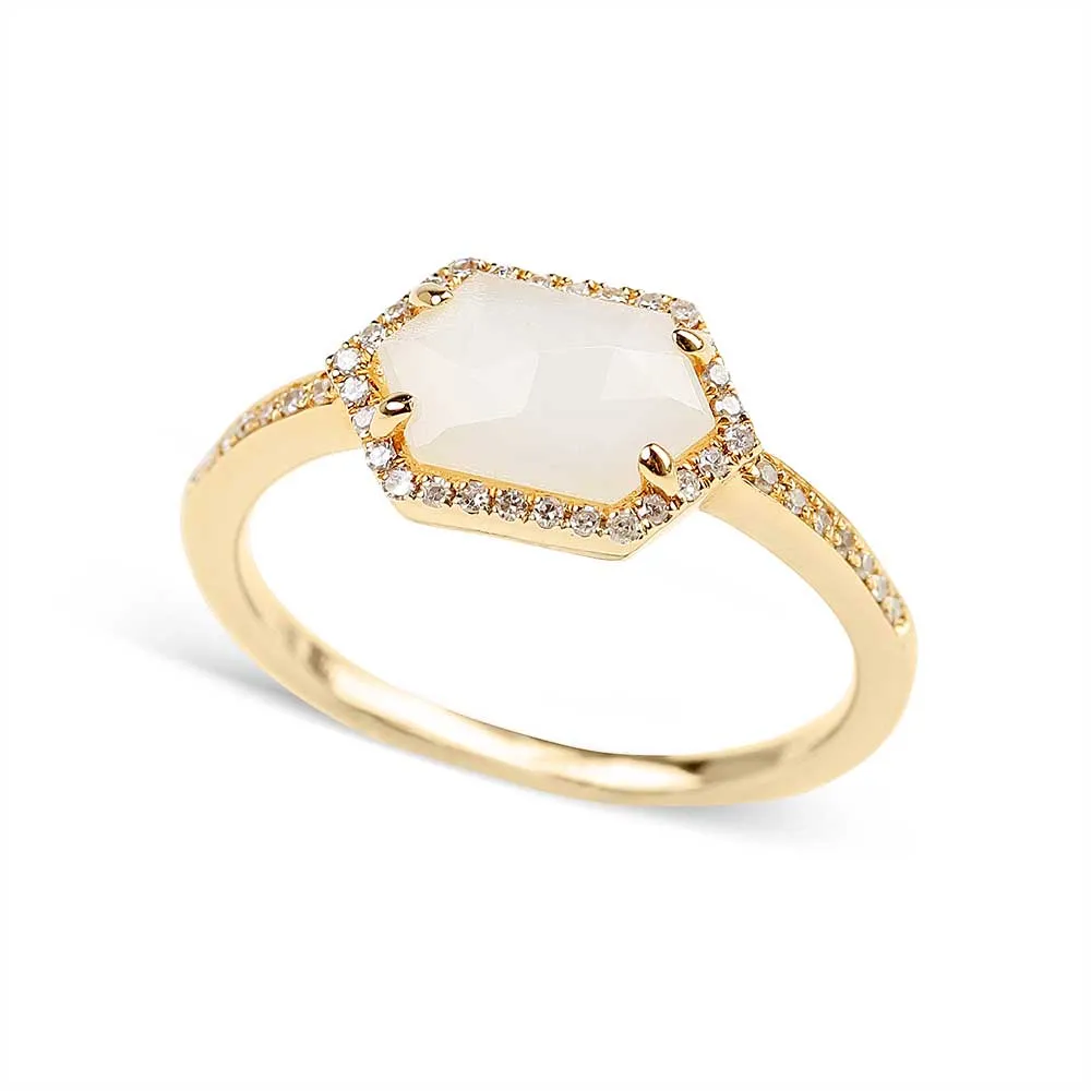 MOONSTONE AND DIAMOND COCKTAIL RING