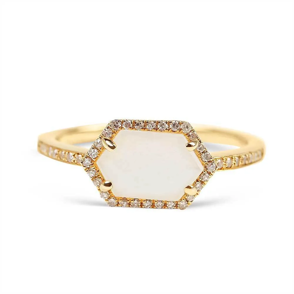 MOONSTONE AND DIAMOND COCKTAIL RING