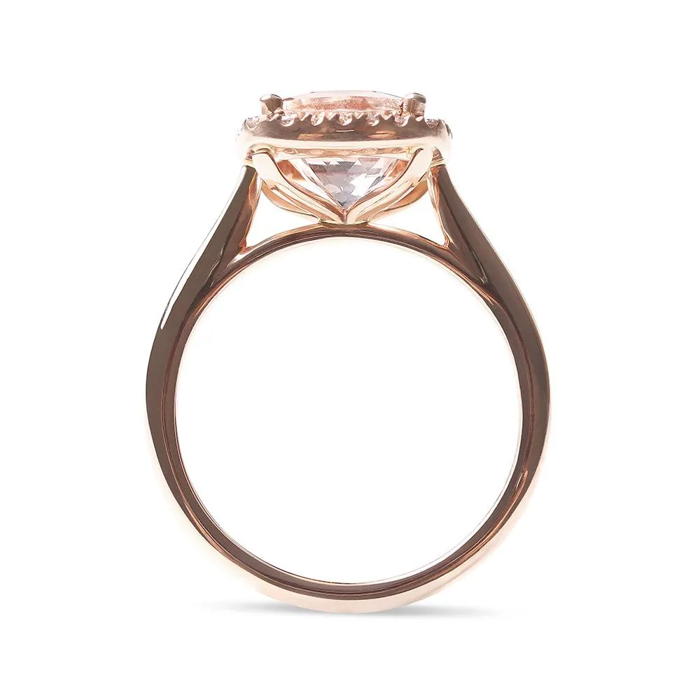 MORGANITE WITH DIAMOND HALO COCKTAIL RING