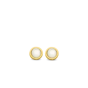 Mother Of Pearl Stud Earrings - Gold - 7874MW