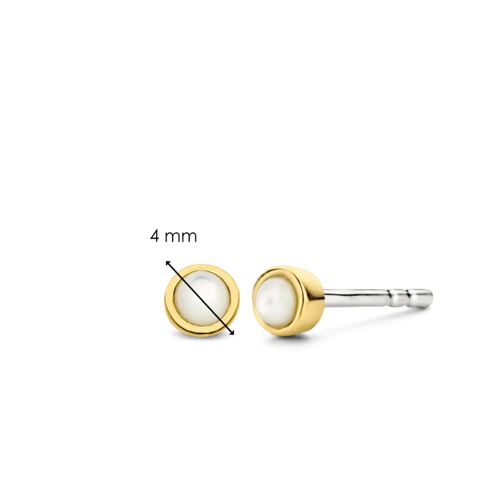 Mother Of Pearl Stud Earrings - Gold - 7874MW
