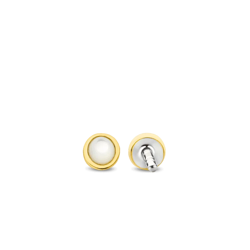 Mother Of Pearl Stud Earrings - Gold - 7874MW