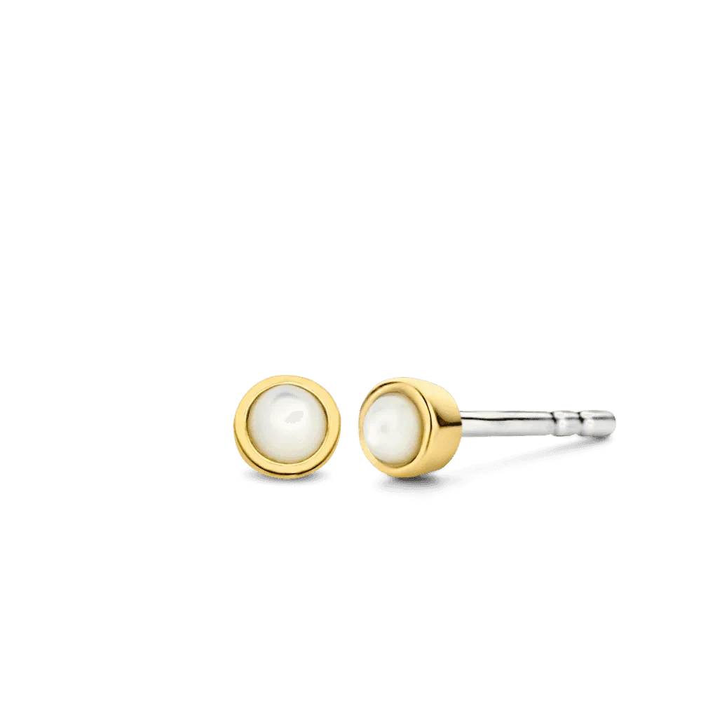 Mother Of Pearl Stud Earrings - Gold - 7874MW