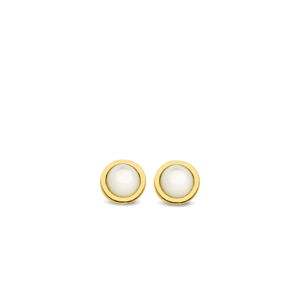 Mother Of Pearl Stud Earrings - Gold - 7874MW