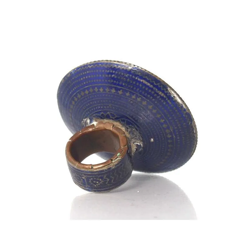 Multan Valley Lapis Lazuli Enamel Rings Mid 20th Century 3