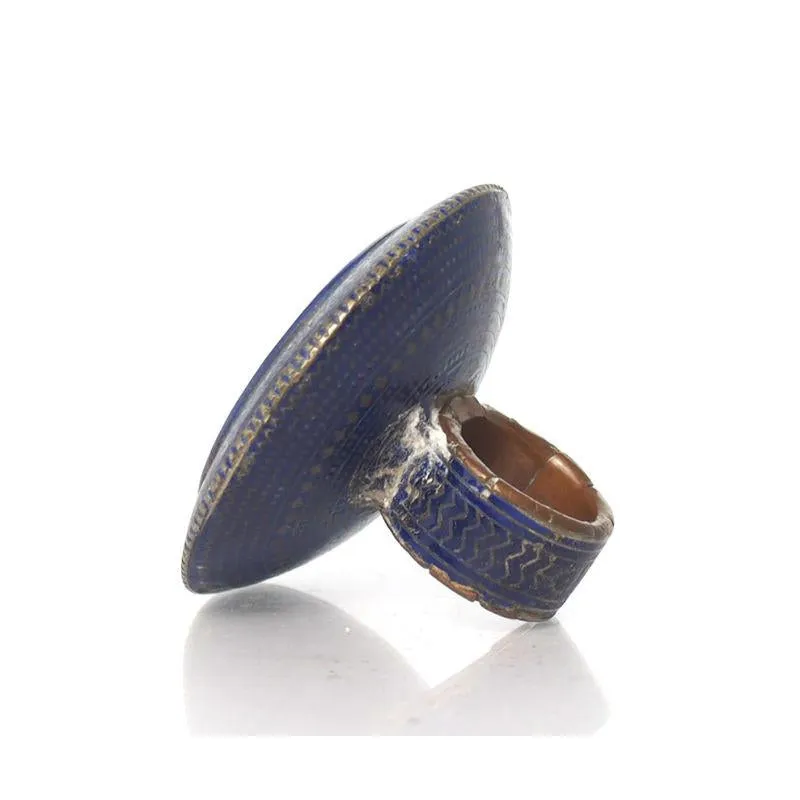 Multan Valley Lapis Lazuli Enamel Rings Mid 20th Century 3