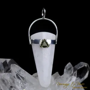 Natrolite Moldavite Crystal Pendant SS