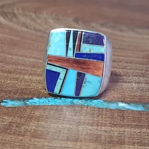 Navajo Inlay Multi-Stone & Multi-Color Ring GJ-RNG-0003