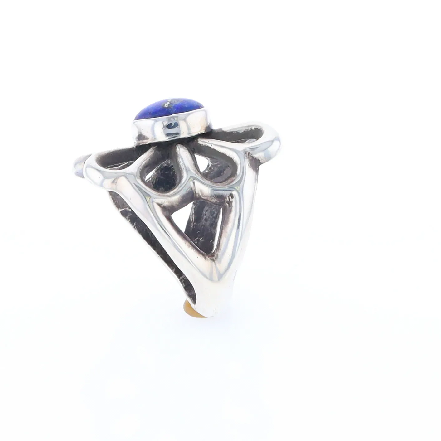 Open Floral Lapis Ring