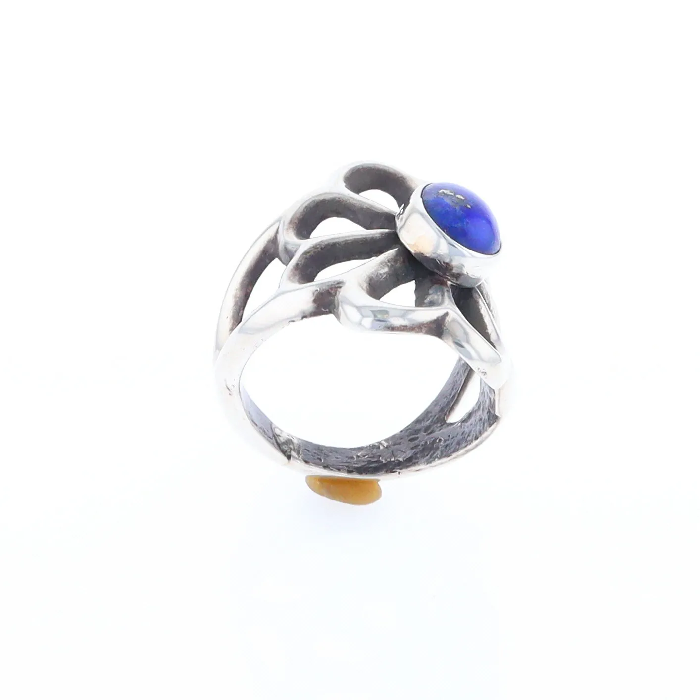 Open Floral Lapis Ring