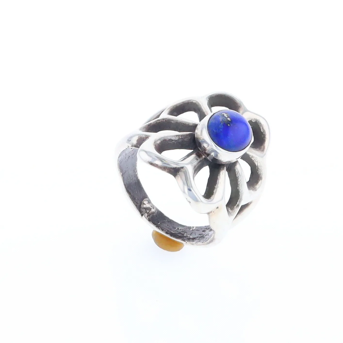 Open Floral Lapis Ring