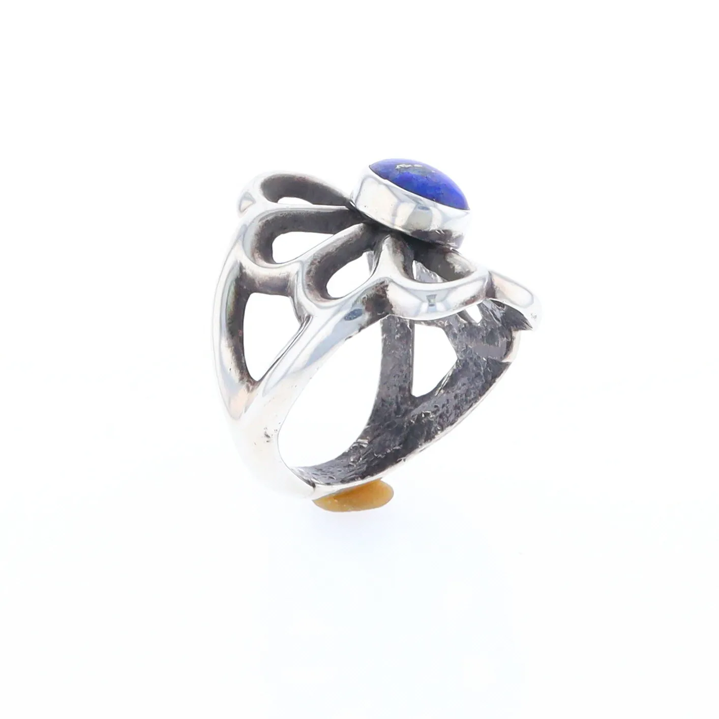 Open Floral Lapis Ring