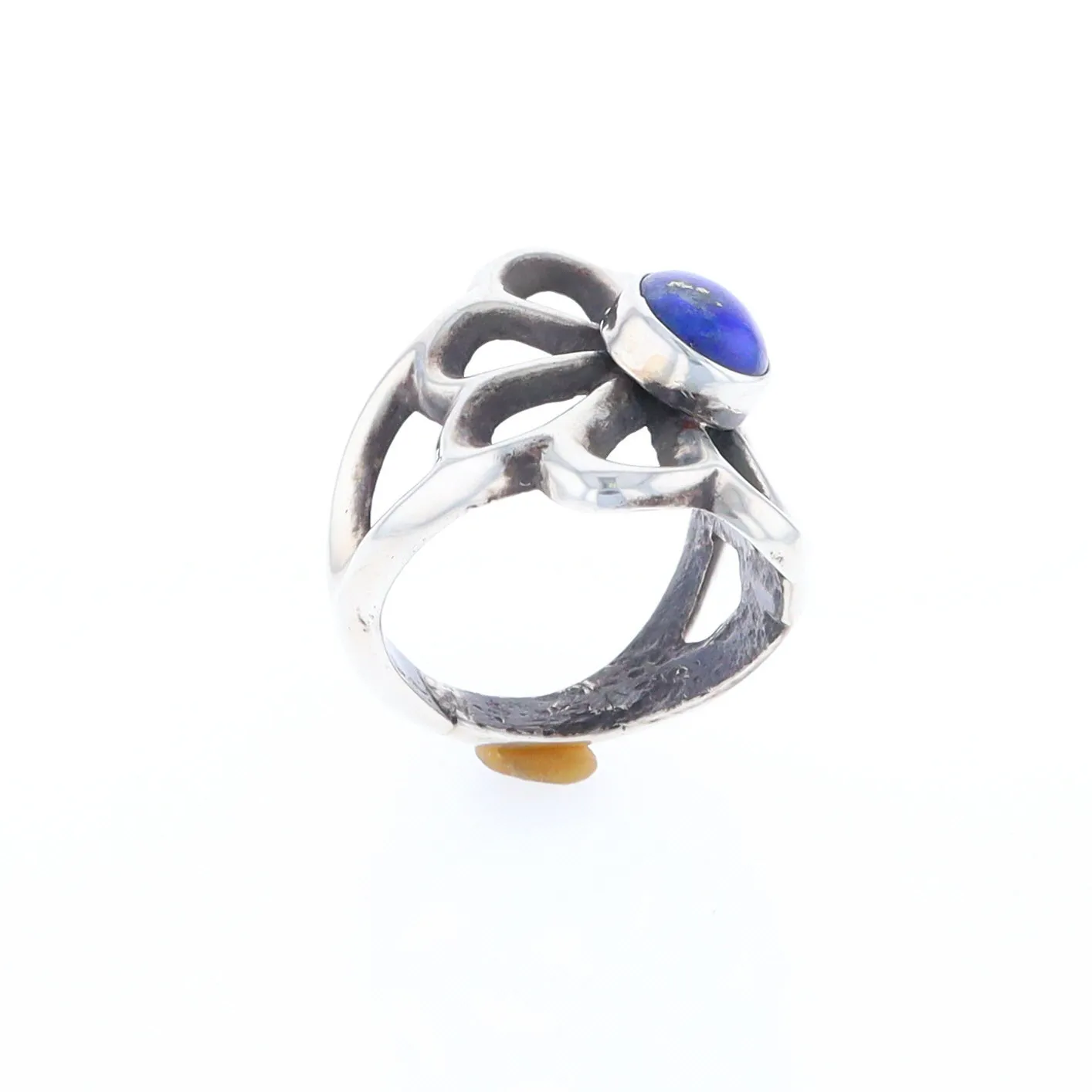 Open Floral Lapis Ring