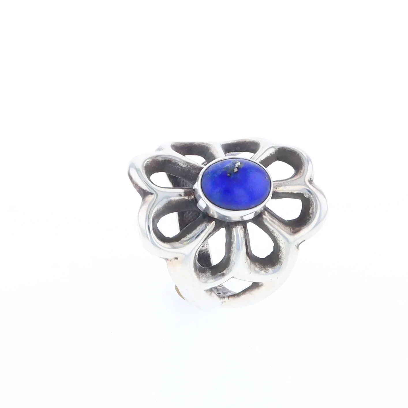 Open Floral Lapis Ring