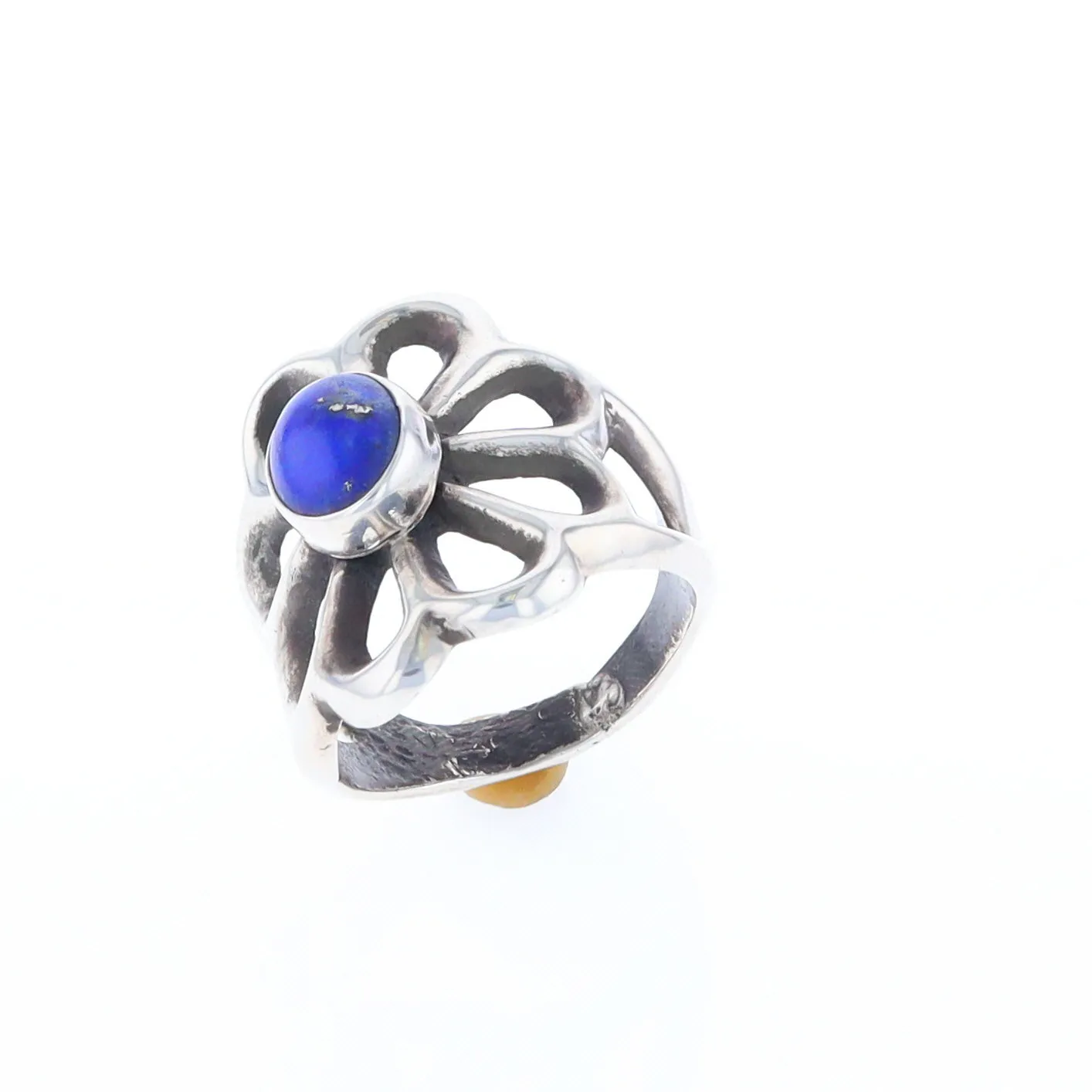Open Floral Lapis Ring