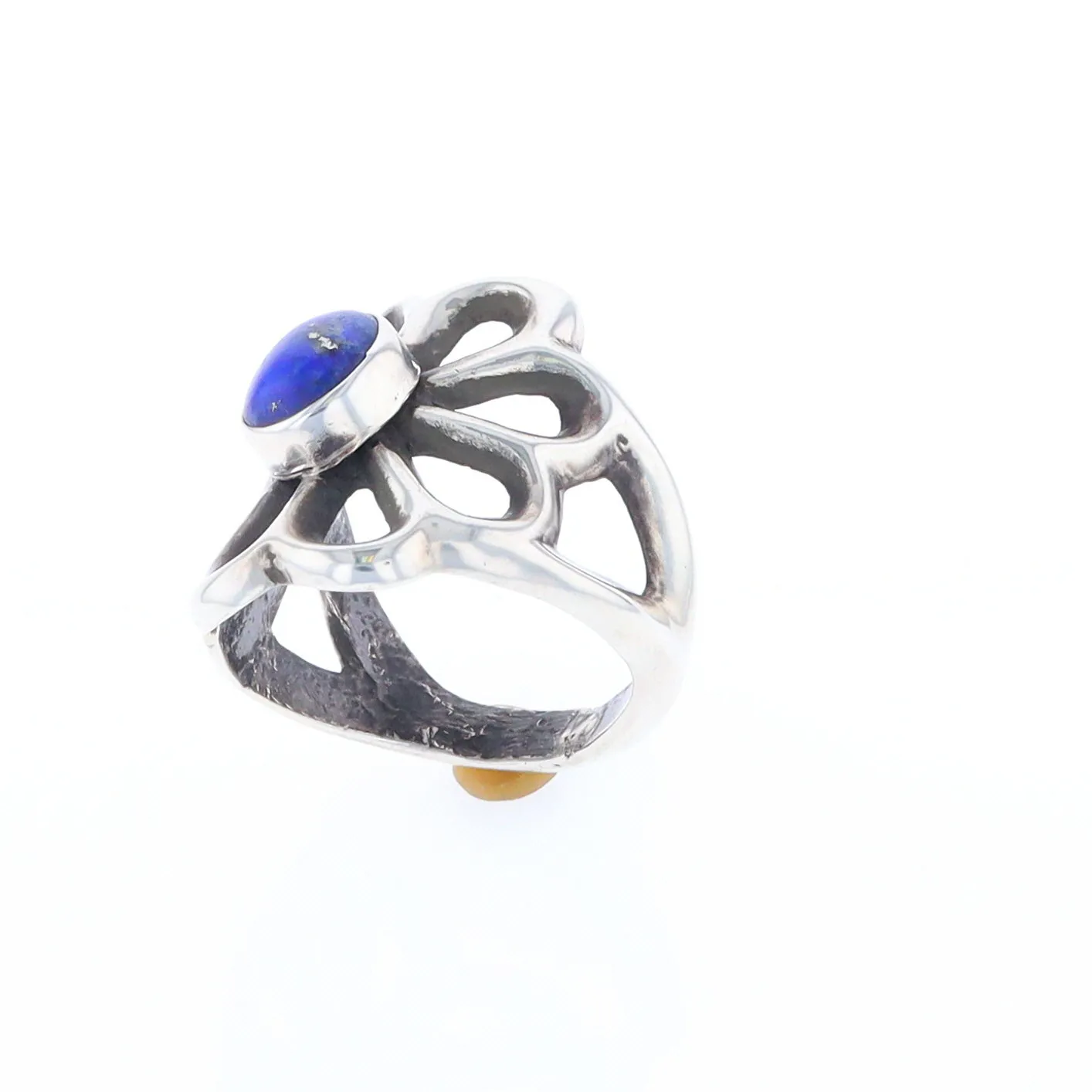 Open Floral Lapis Ring