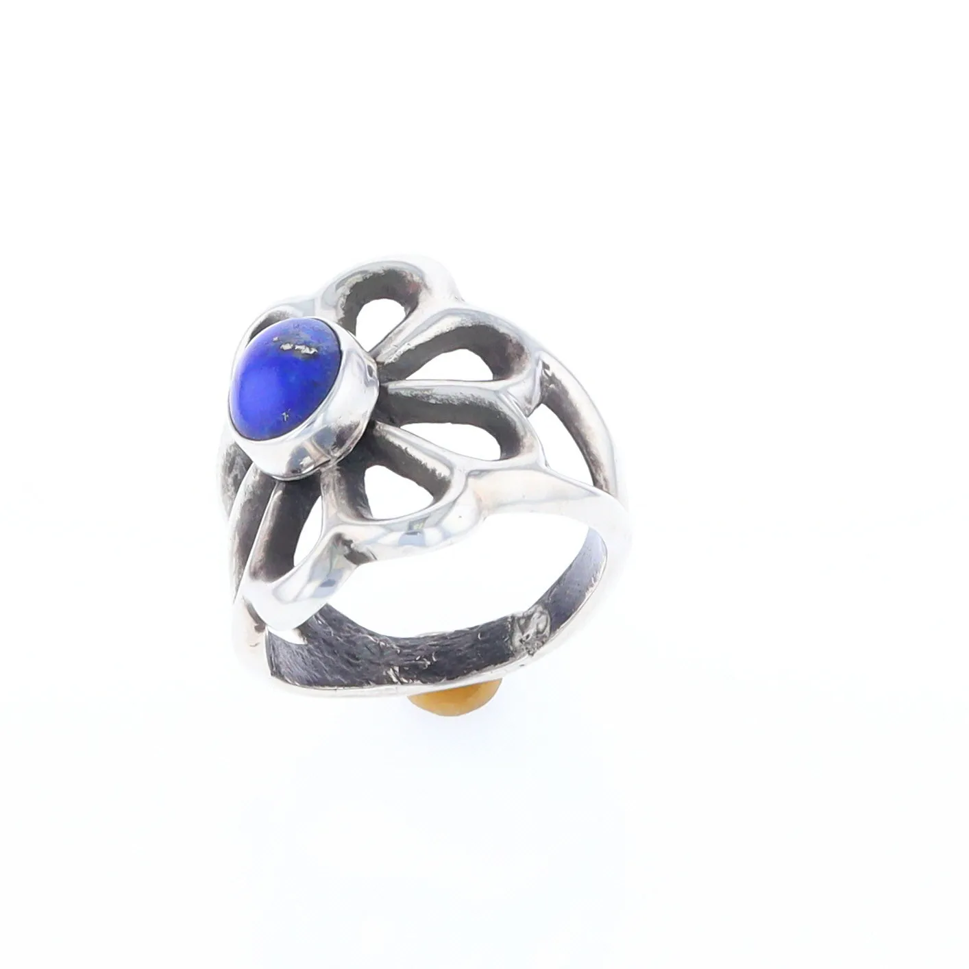 Open Floral Lapis Ring