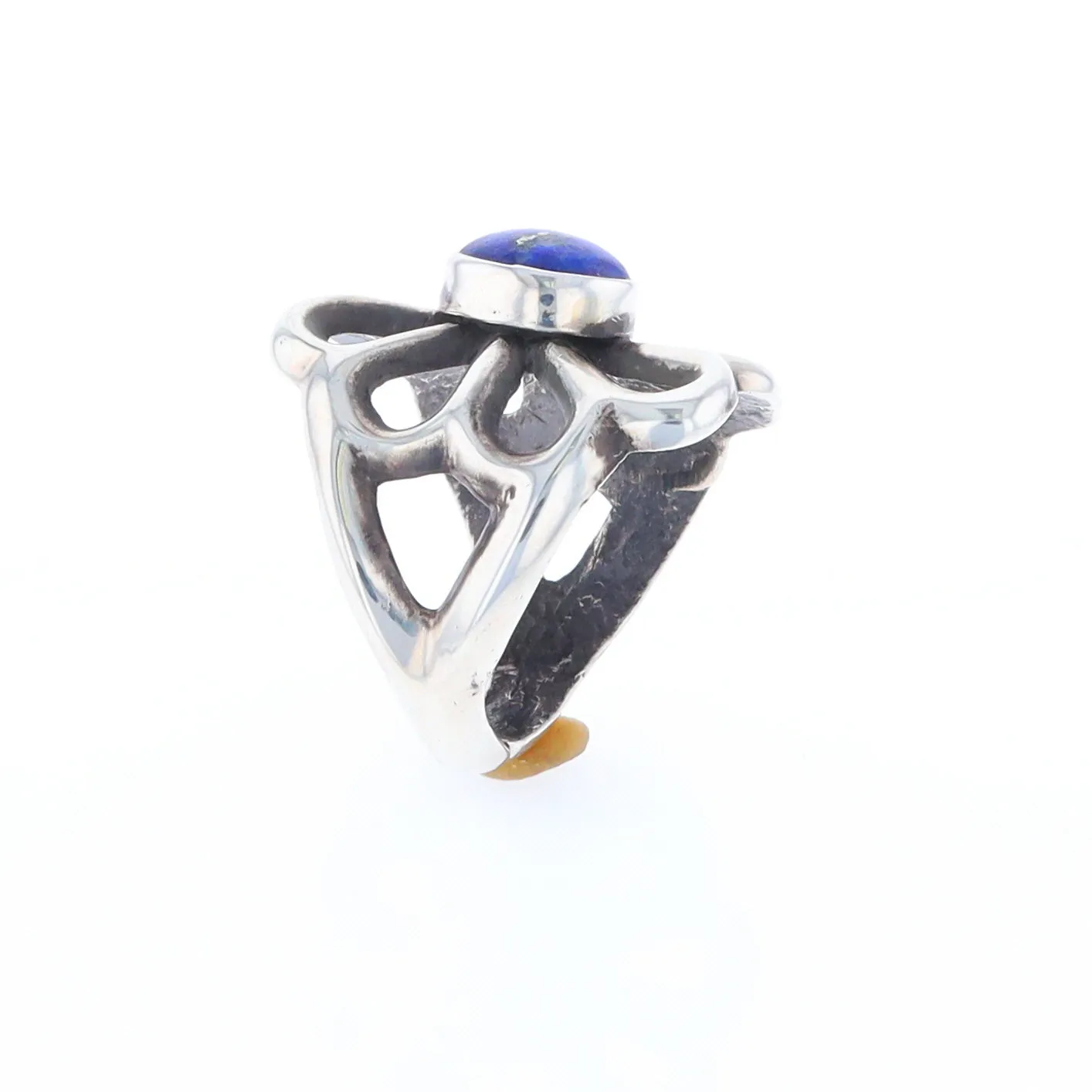 Open Floral Lapis Ring