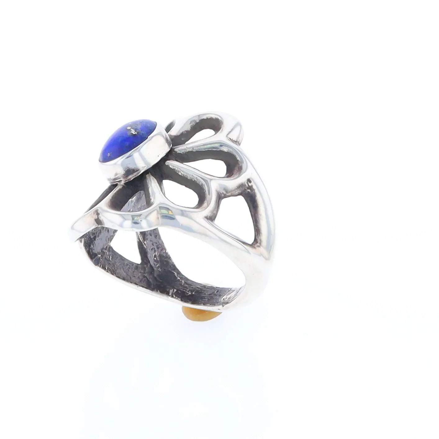 Open Floral Lapis Ring