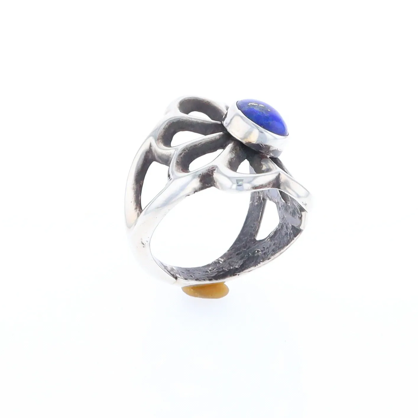 Open Floral Lapis Ring