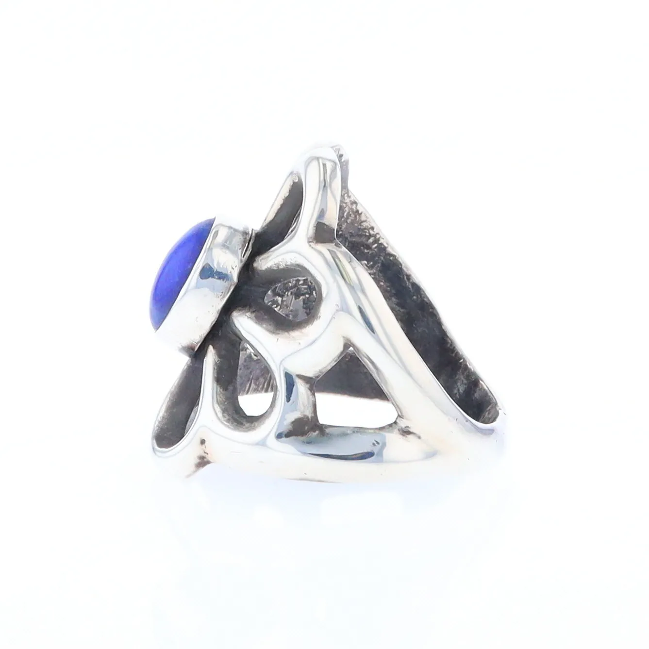 Open Floral Lapis Ring