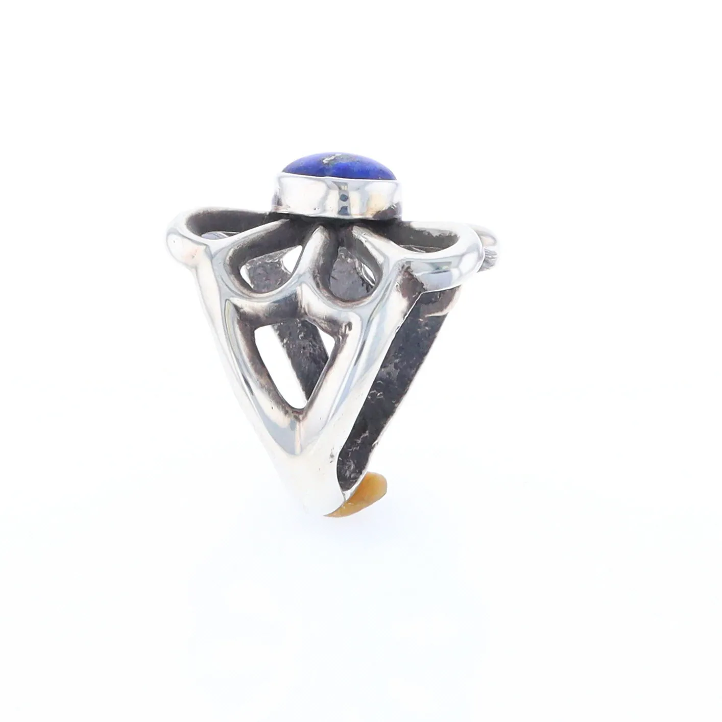 Open Floral Lapis Ring