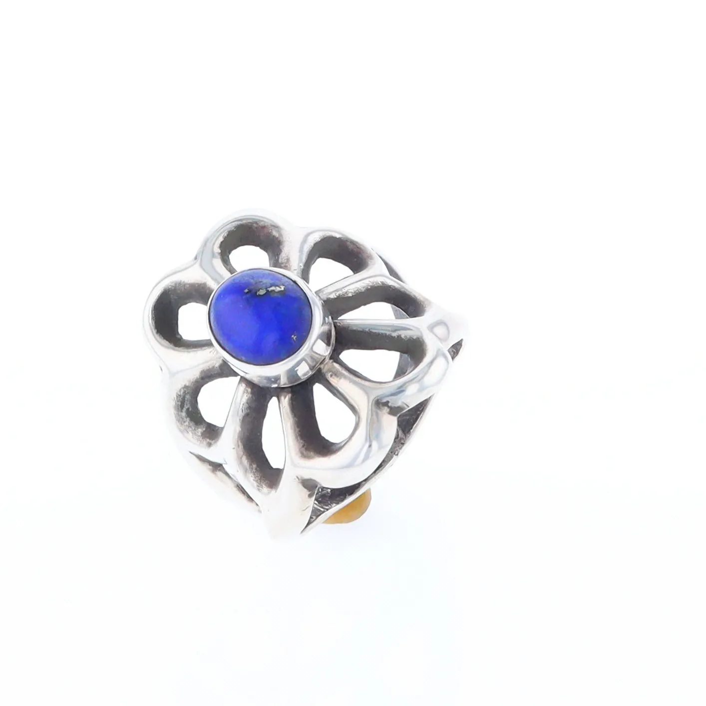 Open Floral Lapis Ring