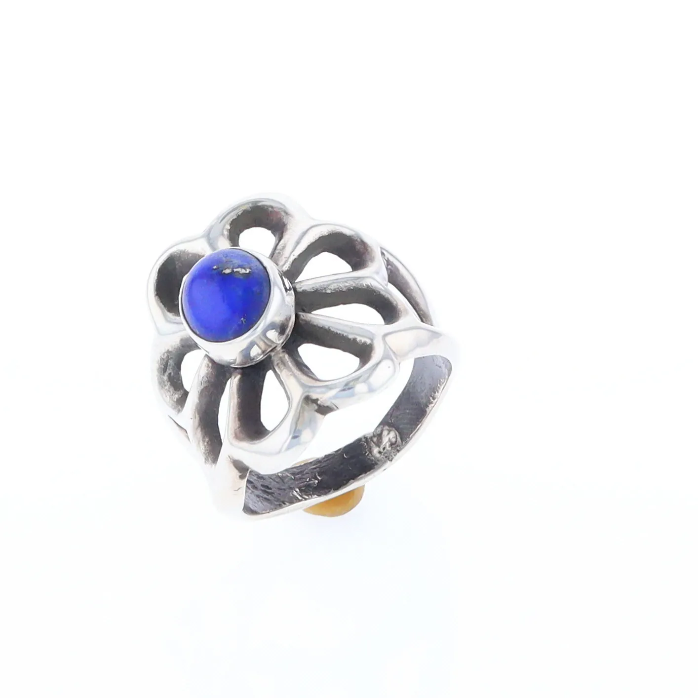 Open Floral Lapis Ring
