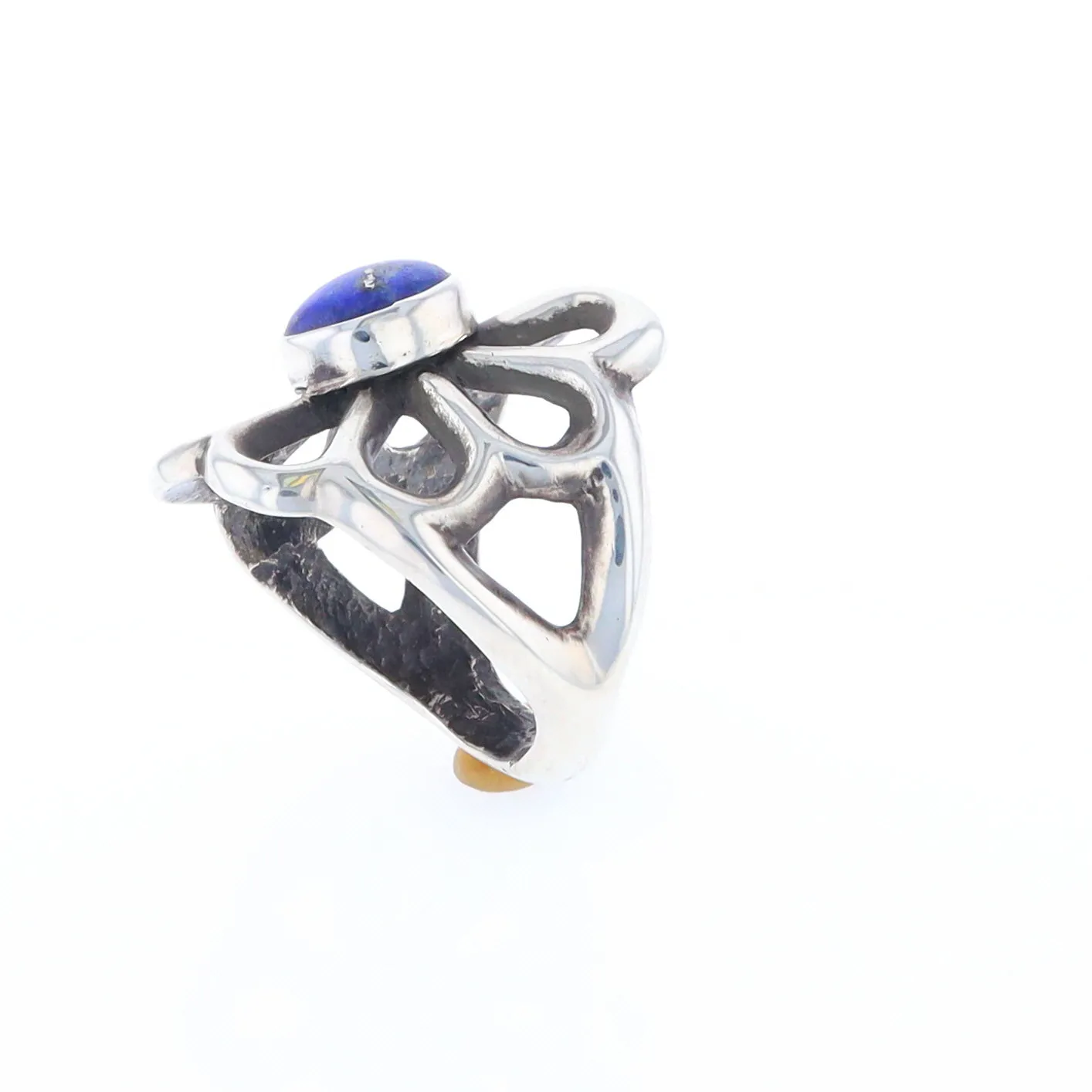 Open Floral Lapis Ring
