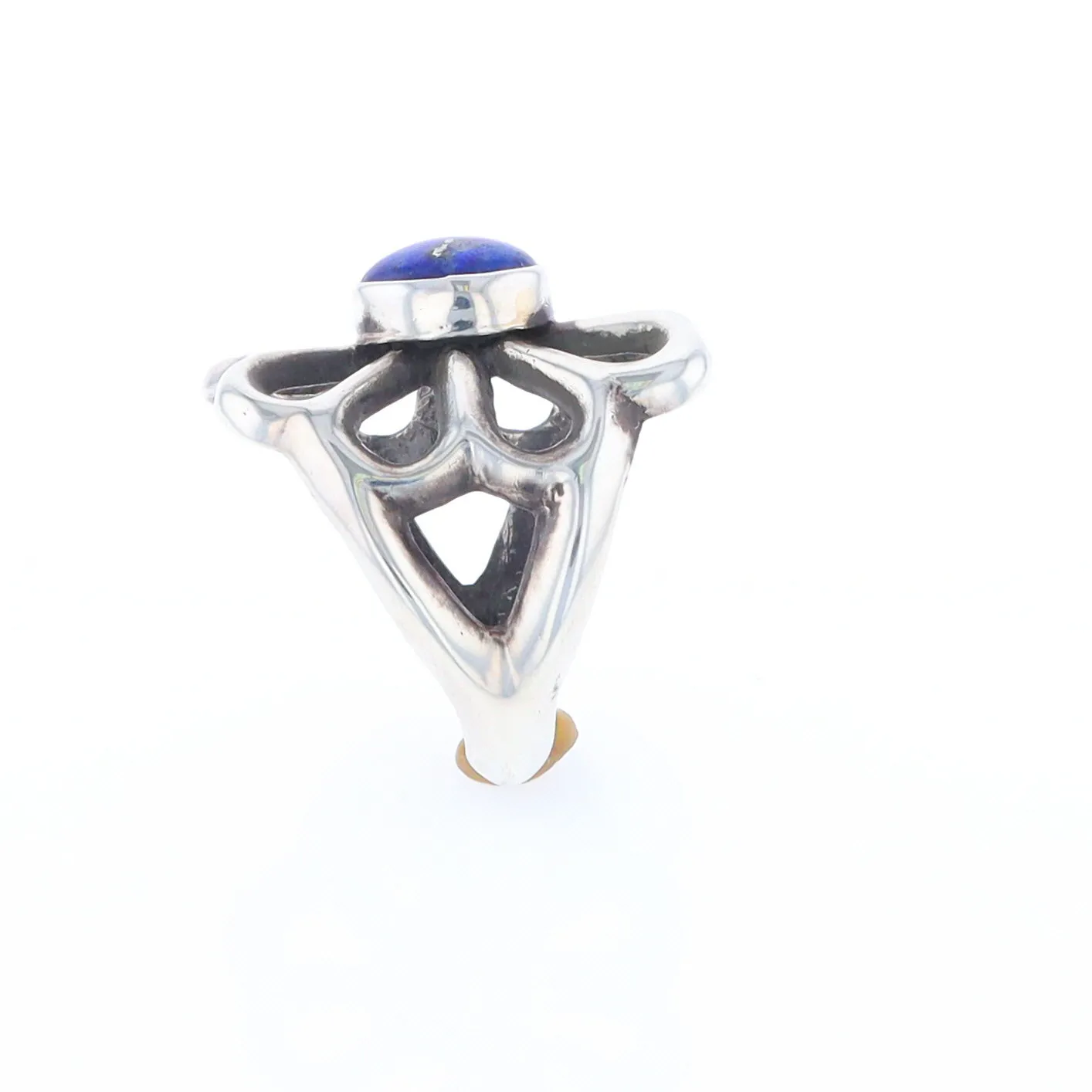 Open Floral Lapis Ring