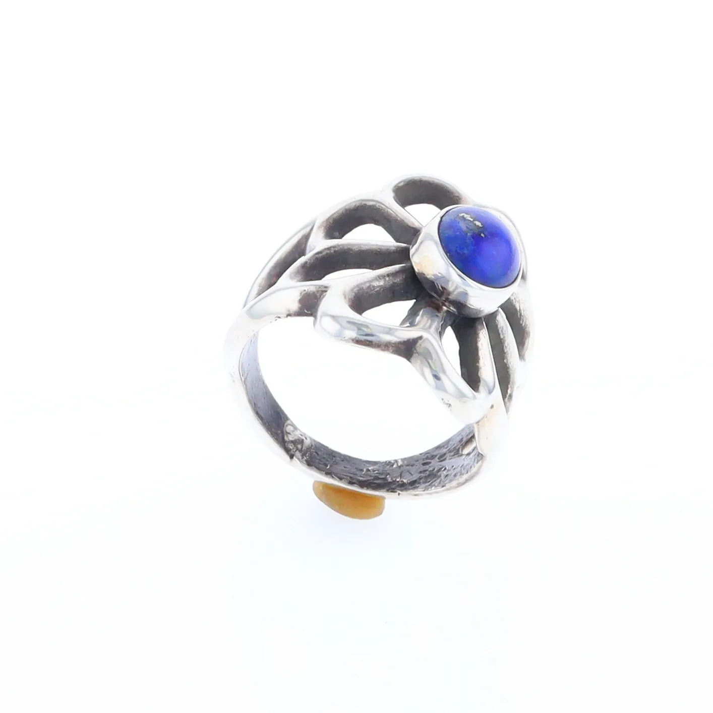Open Floral Lapis Ring