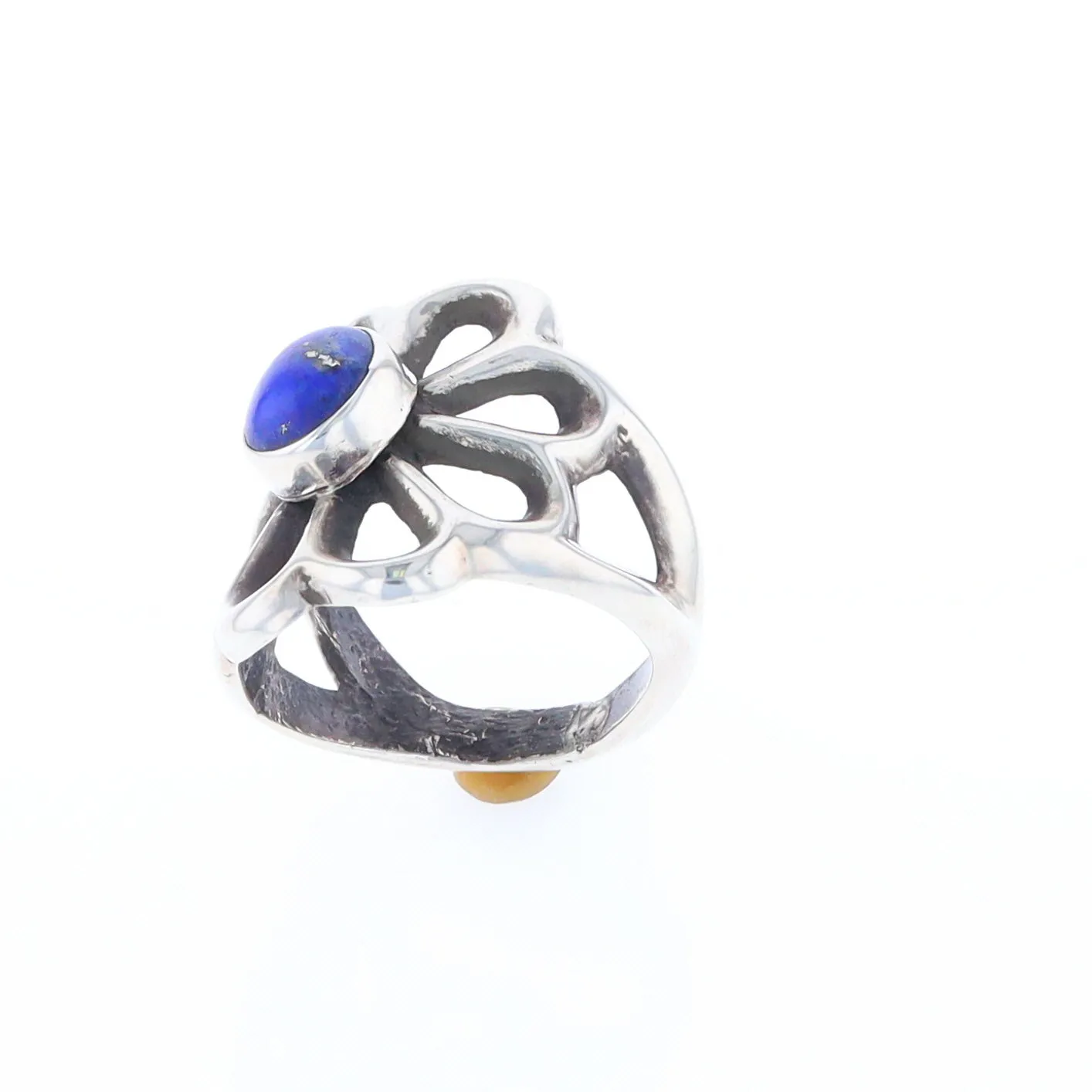 Open Floral Lapis Ring