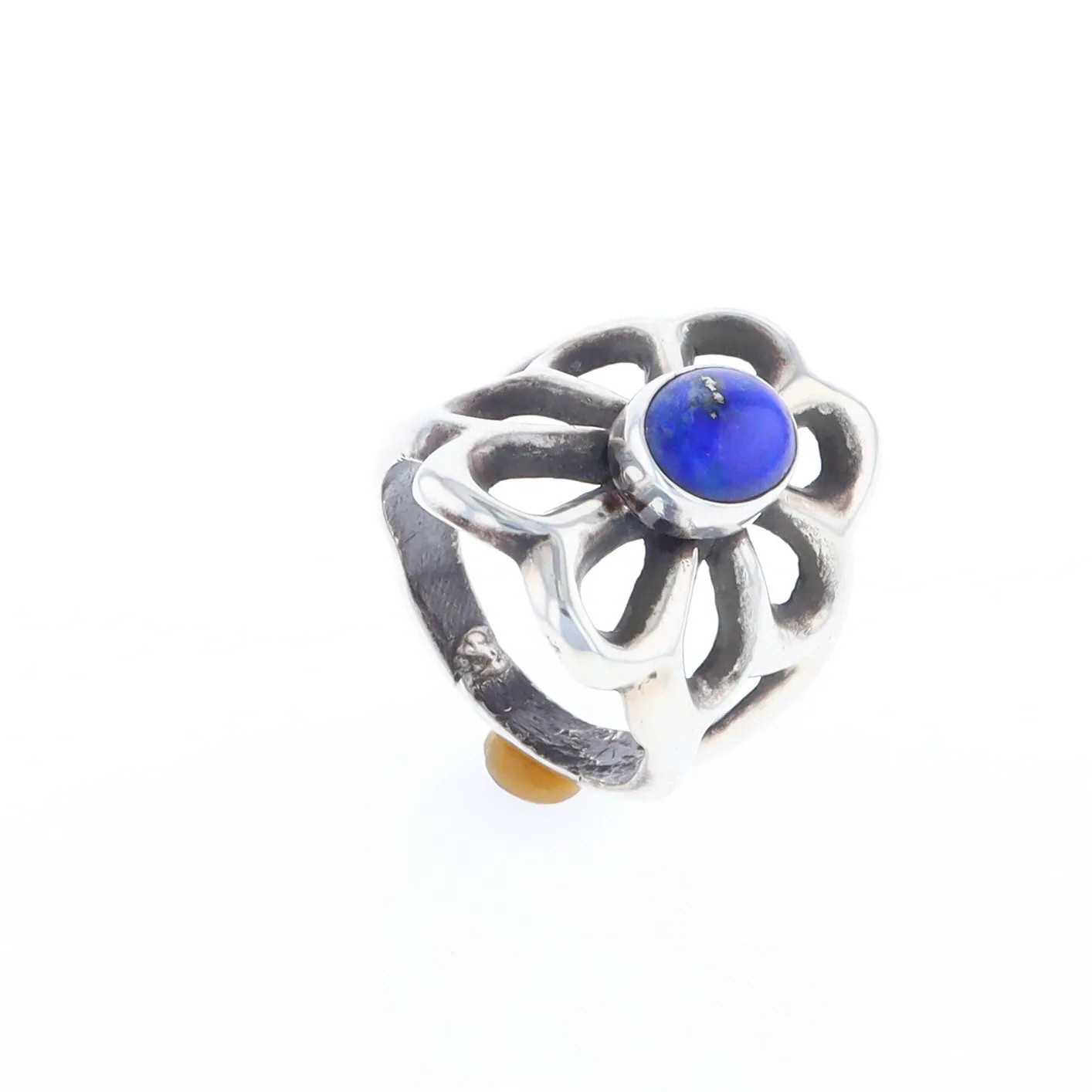 Open Floral Lapis Ring