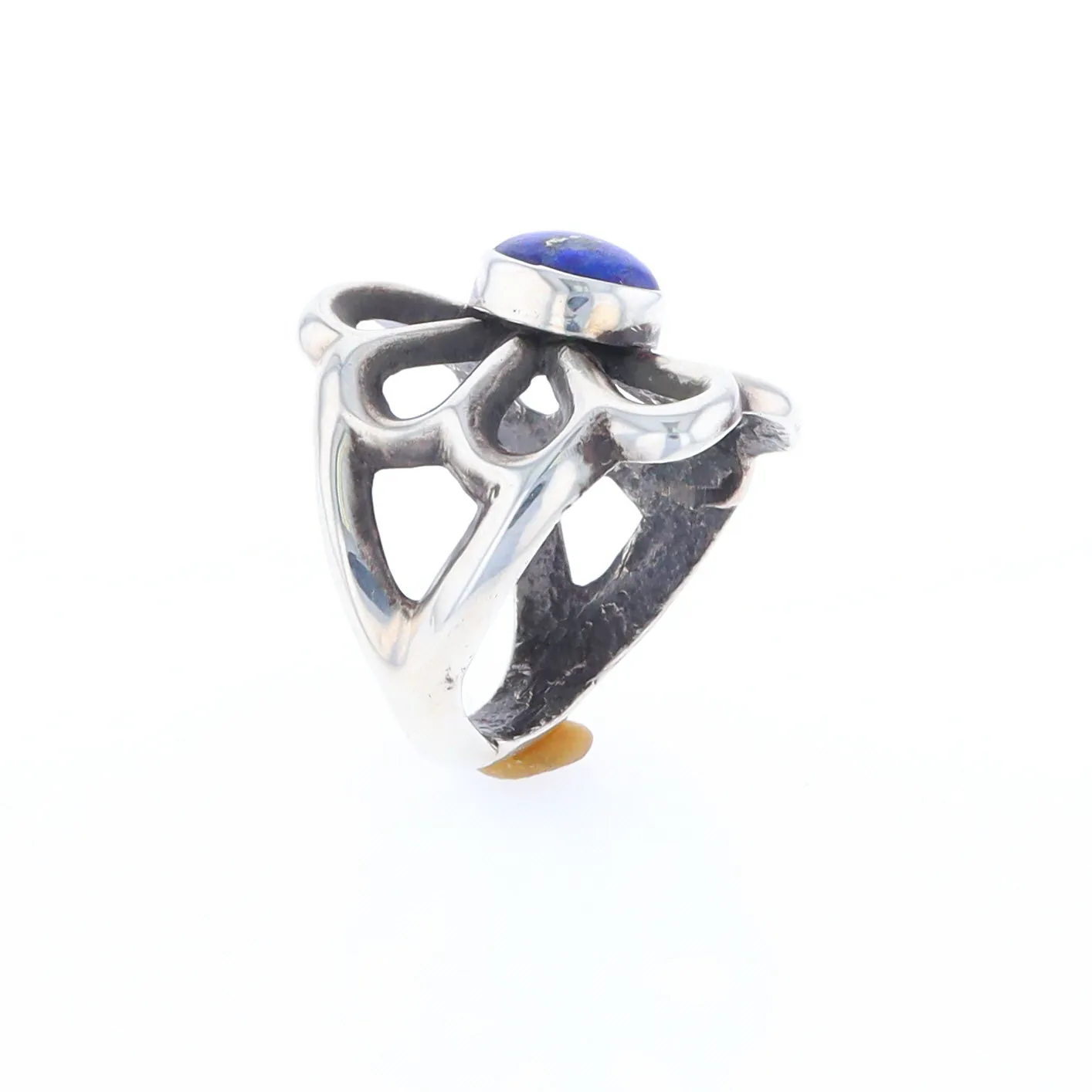 Open Floral Lapis Ring