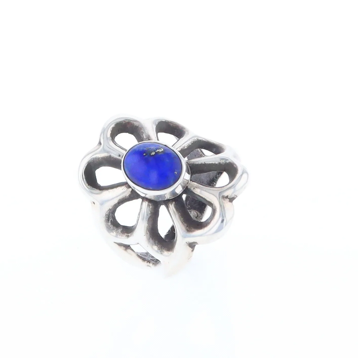 Open Floral Lapis Ring
