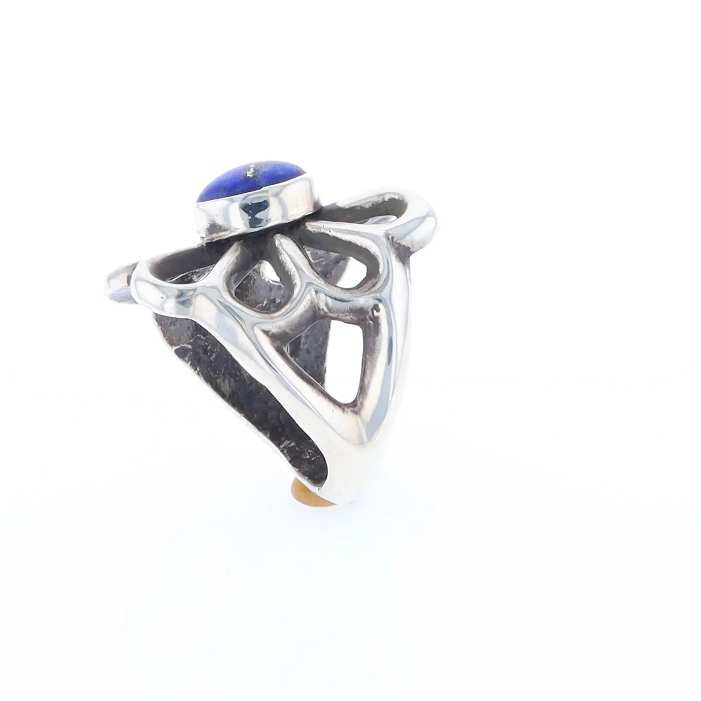 Open Floral Lapis Ring