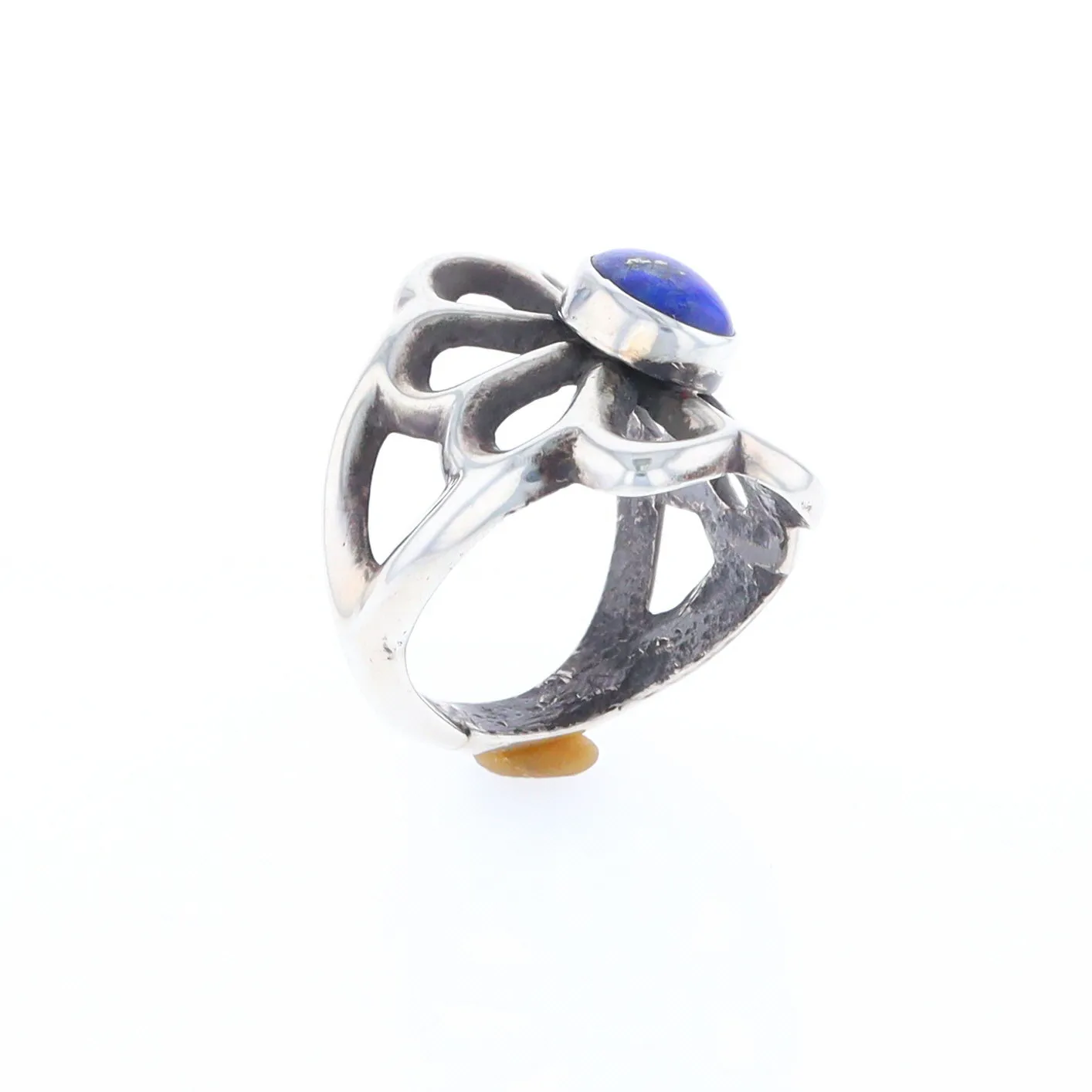 Open Floral Lapis Ring