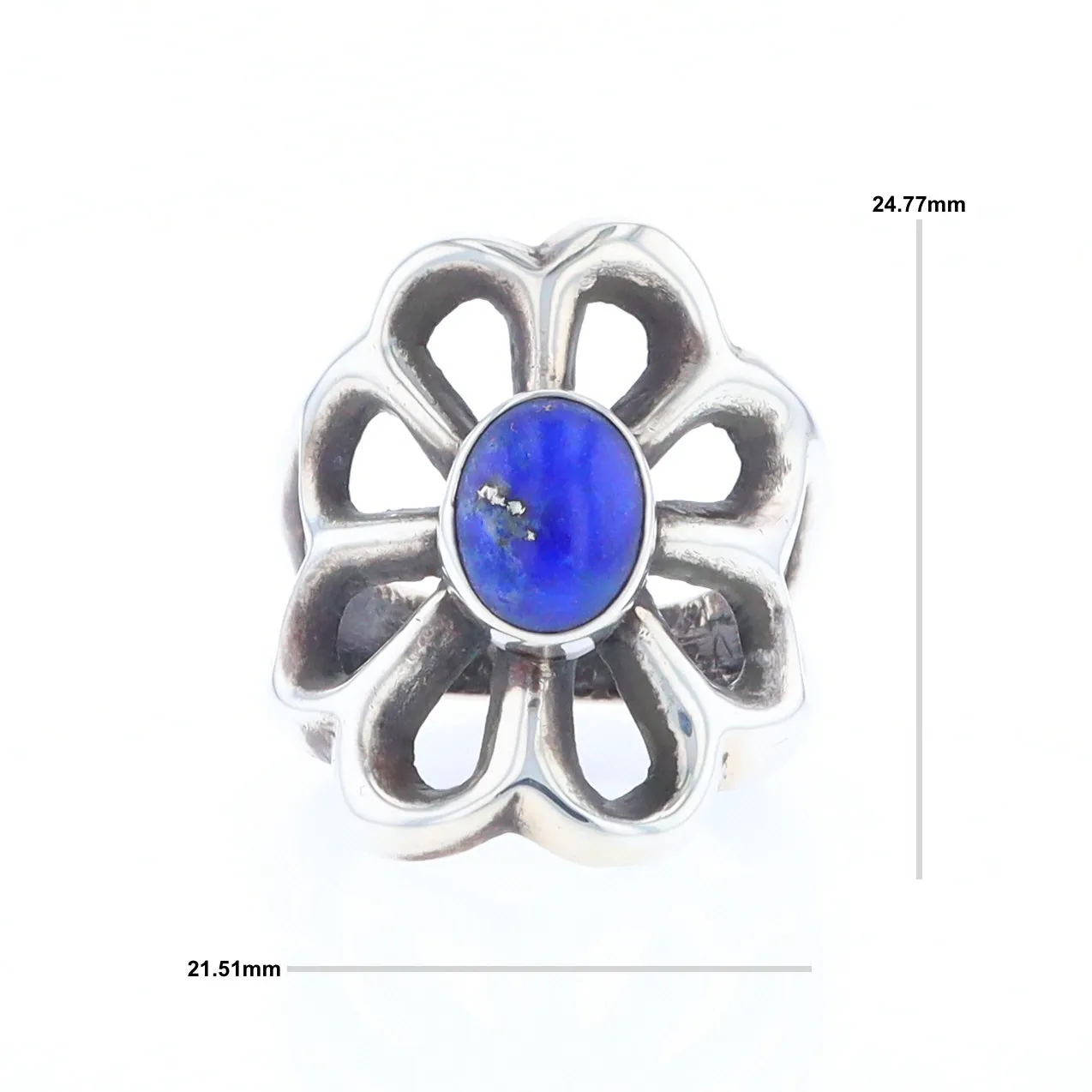 Open Floral Lapis Ring