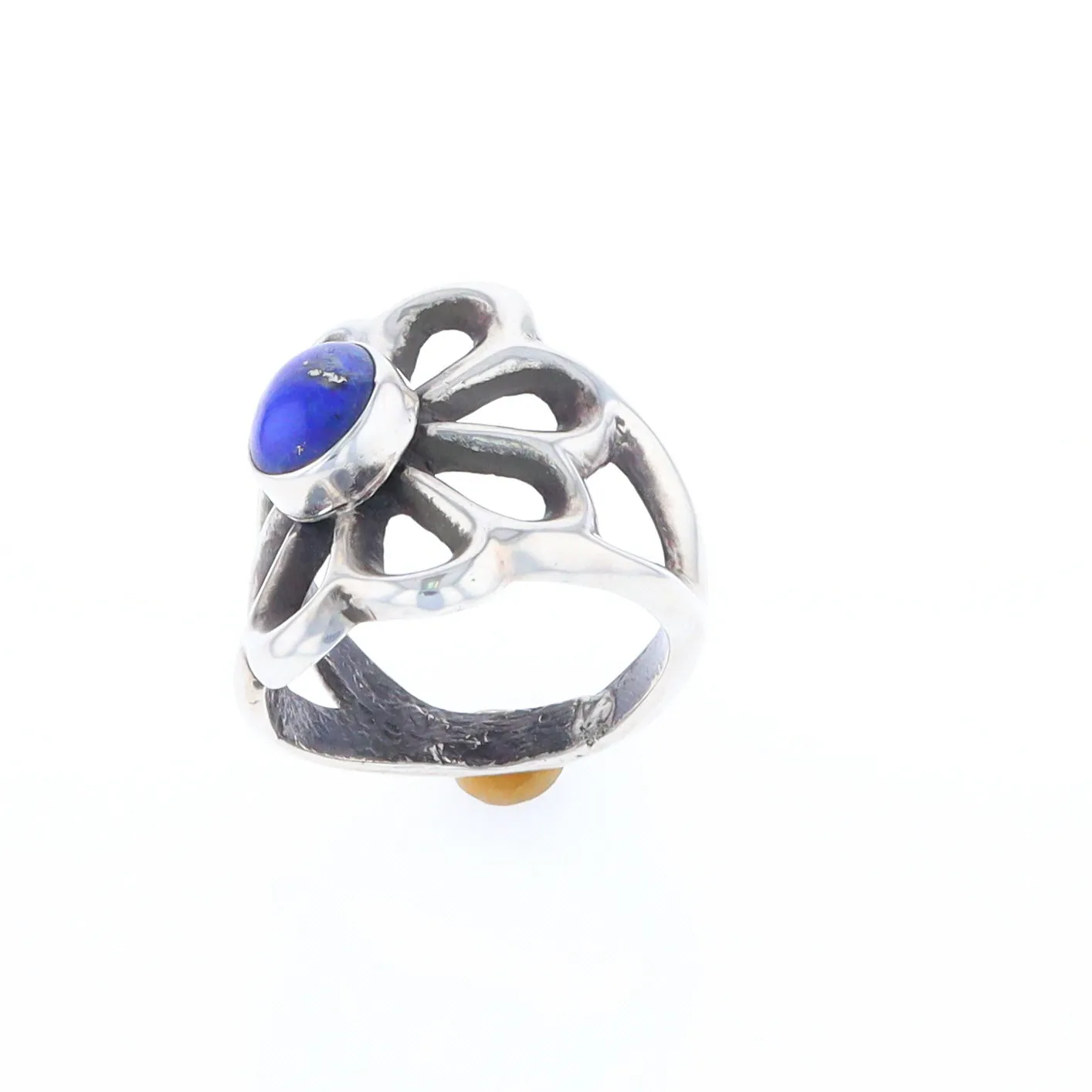 Open Floral Lapis Ring