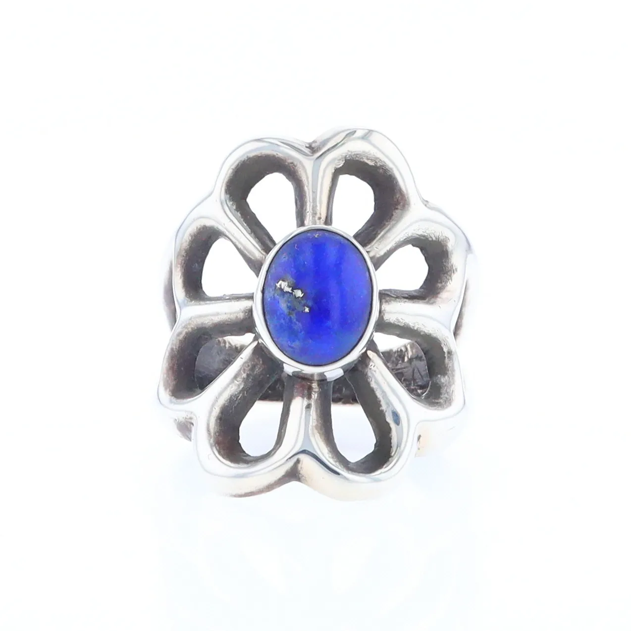 Open Floral Lapis Ring