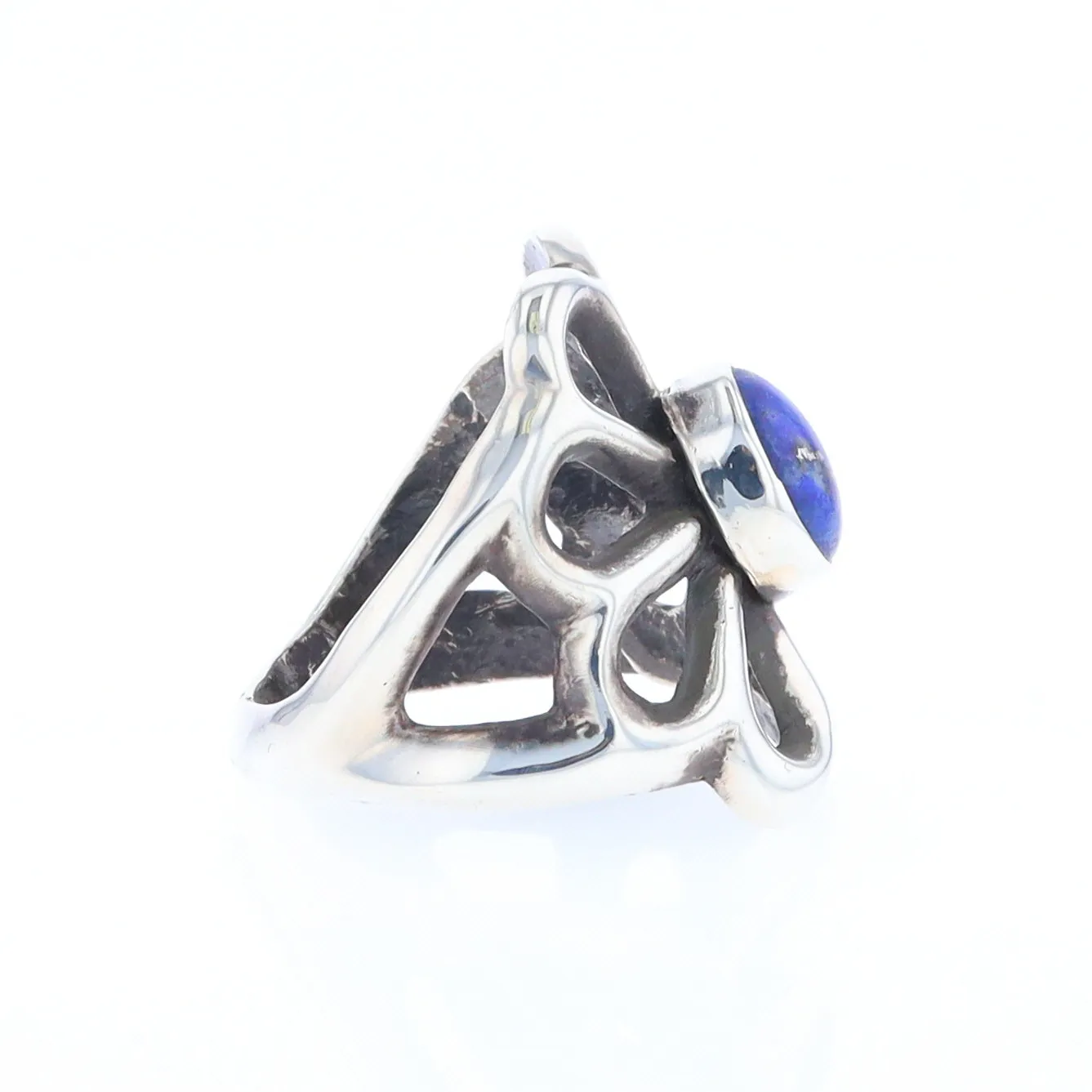 Open Floral Lapis Ring