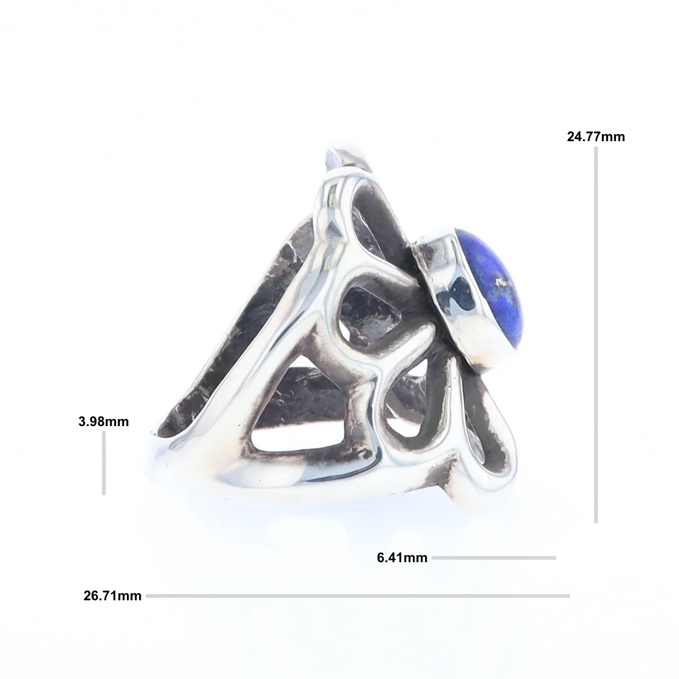 Open Floral Lapis Ring