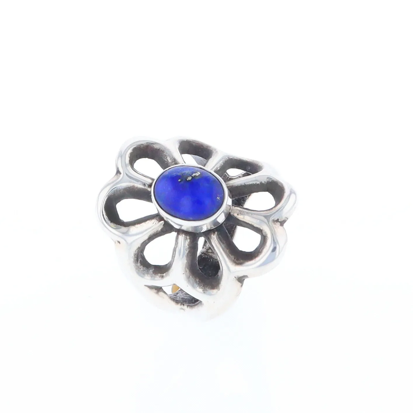 Open Floral Lapis Ring