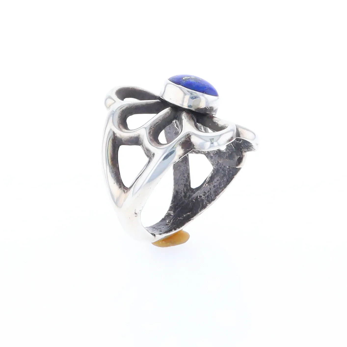 Open Floral Lapis Ring