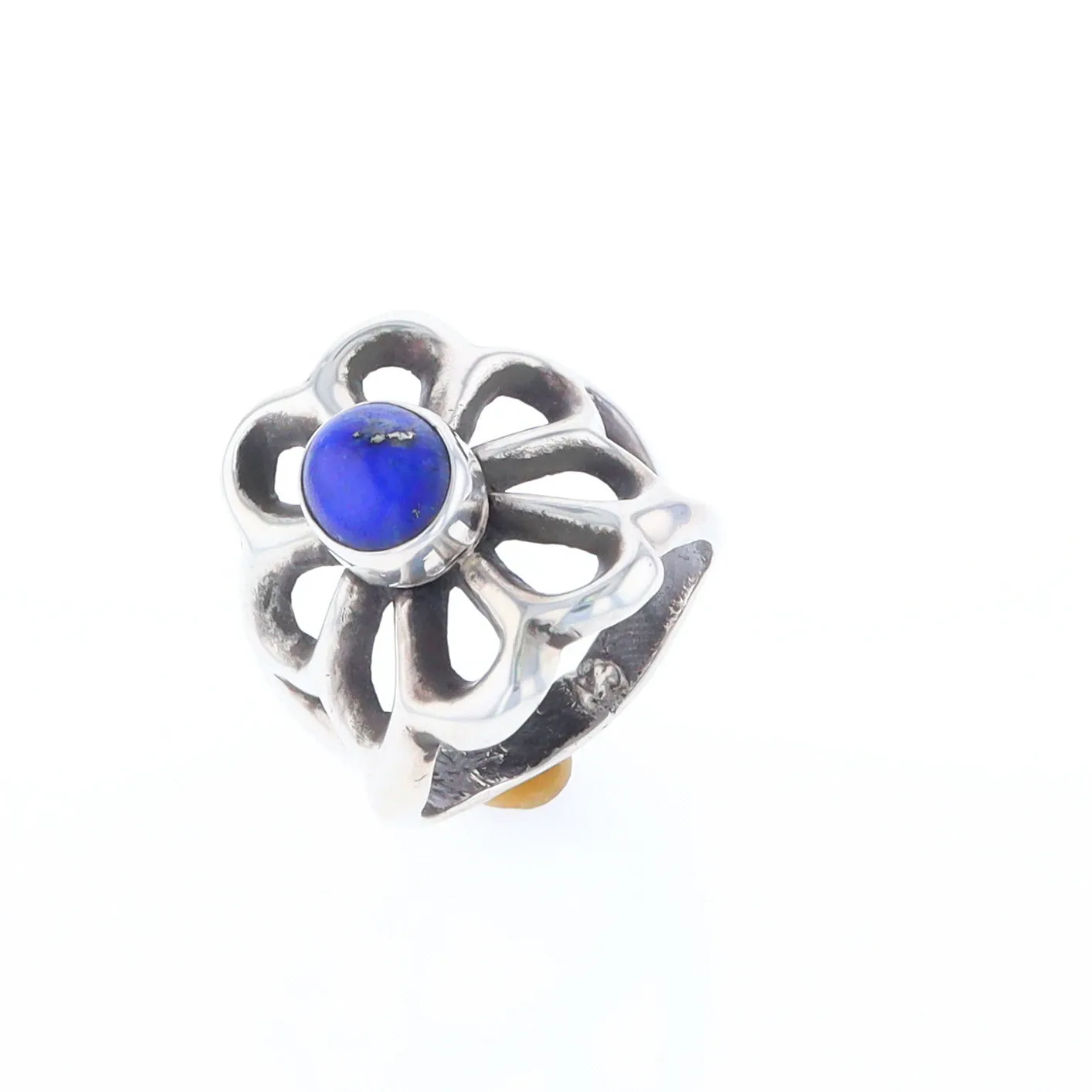 Open Floral Lapis Ring