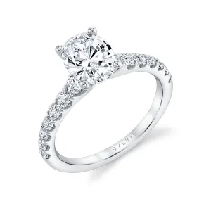 Oval Cut Classic Engagement Ring - Veronique 14k Gold White