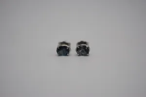 Oval Montana Sapphire White Gold Stud Earrings