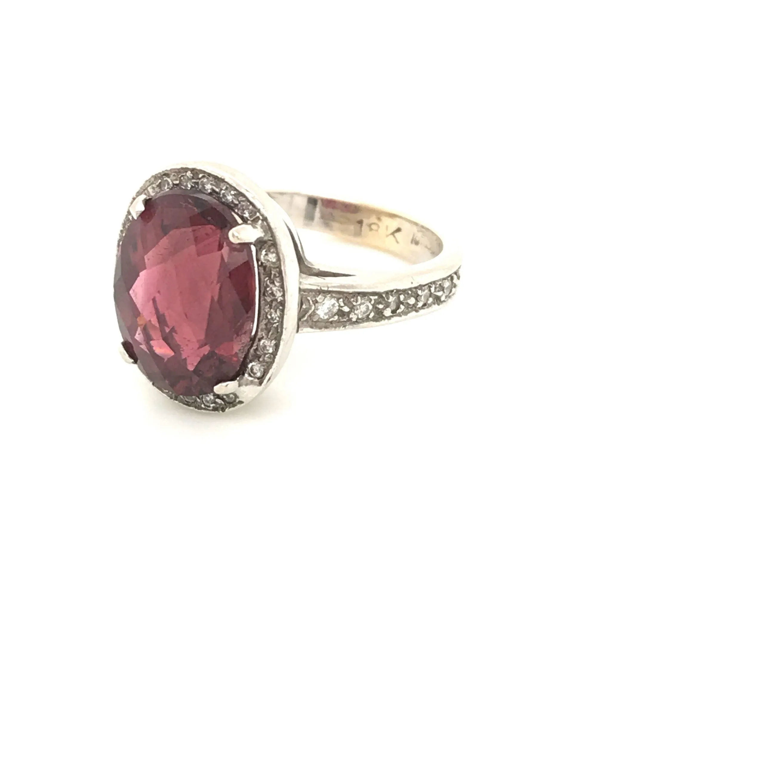 Oval Pink Tourmaline Center w Pave' Diamond Cocktail Ring