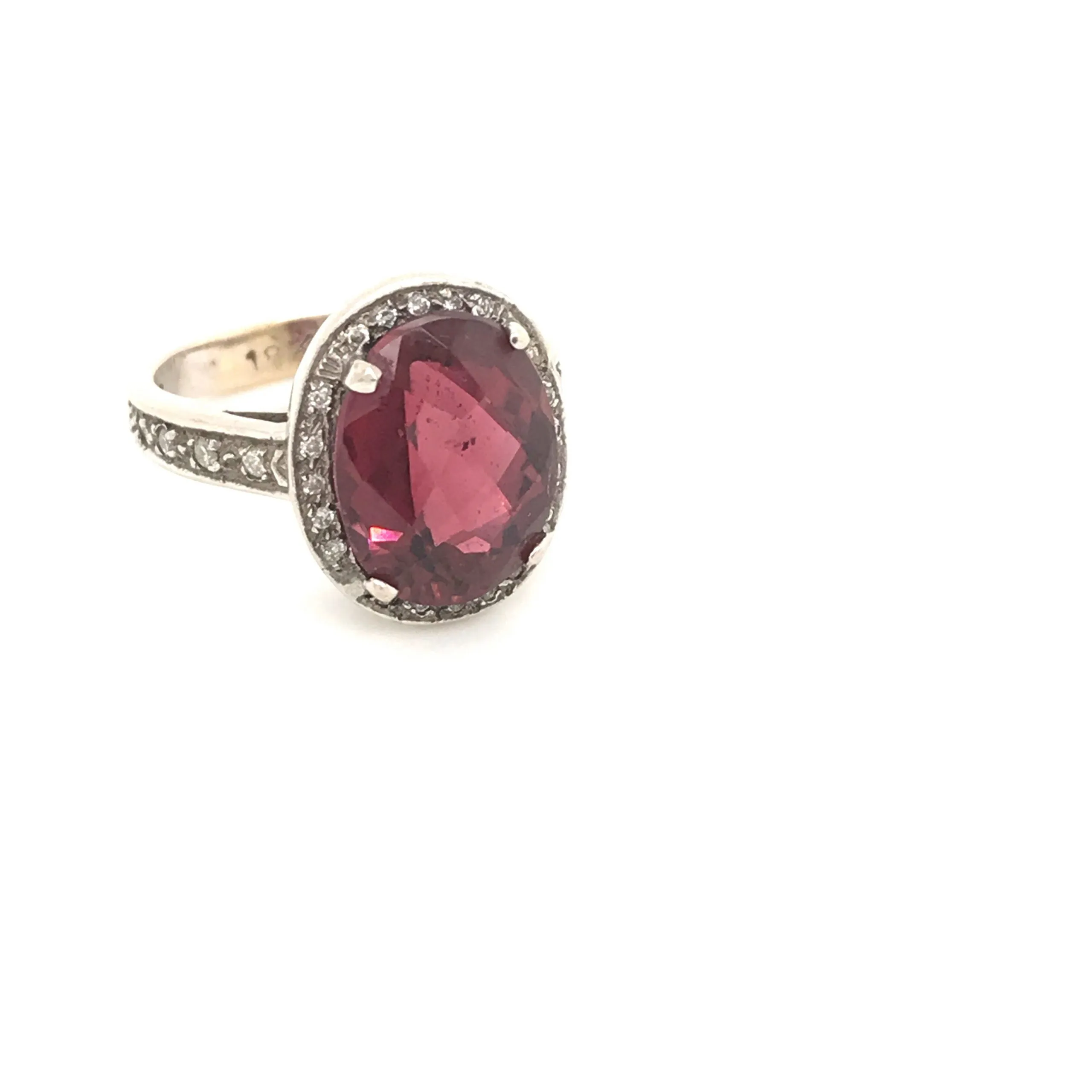 Oval Pink Tourmaline Center w Pave' Diamond Cocktail Ring